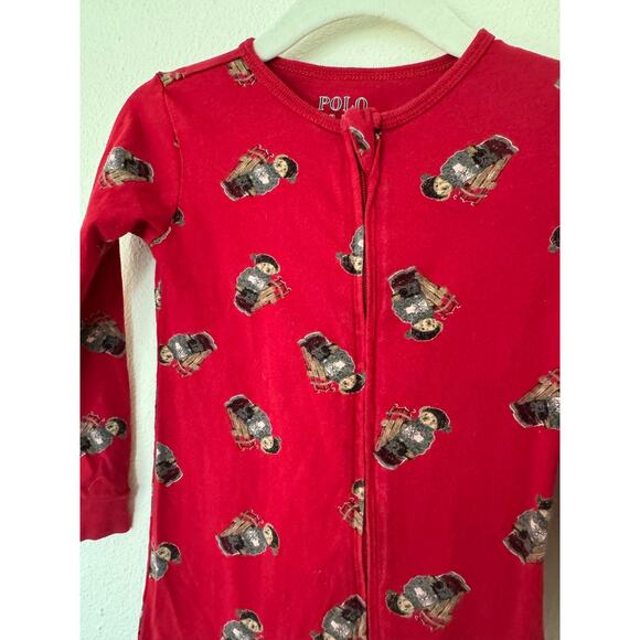 Polo Ralph Lauren sled bear print footless zipper pajamas size 18-24 months - Picture 3 of 4